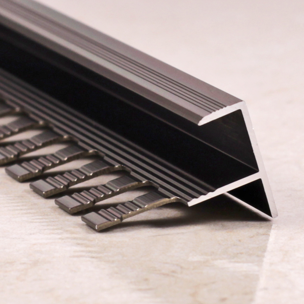 F(Ф)-образный алюминиевый наружный профиль (уголок) под плитку ПФ 11 .